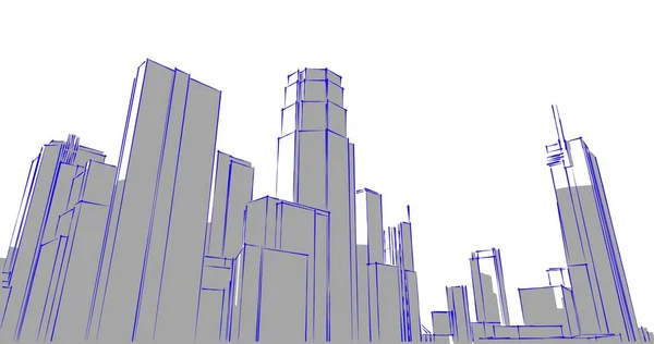 Иллюстрация Архитектуры Зданий Города — стоковое фото