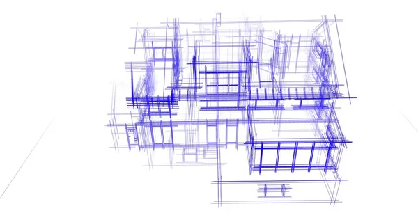 房子概念剪影3D — 图库照片