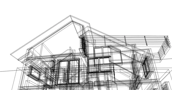 房子概念剪影3D — 图库照片