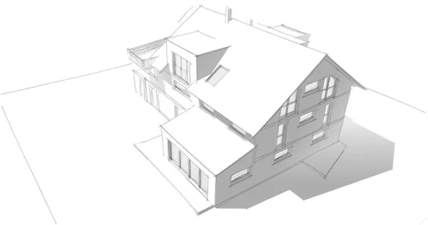 房子概念剪影3D — 图库照片