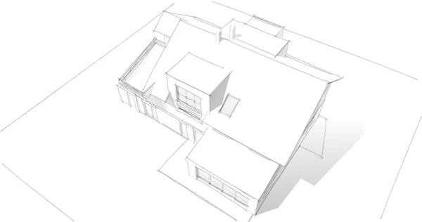 房子概念剪影3D — 图库照片