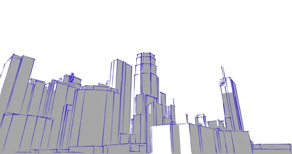 Illustration Von Stadtarchitektur Und Gebäuden — Stockfoto
