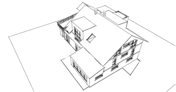 房子概念剪影3D — 图库照片