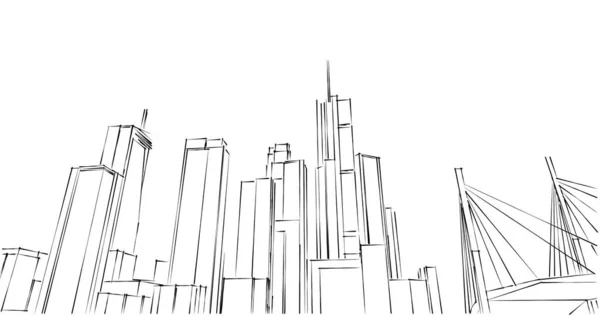 Illustration Von Stadtarchitektur Und Gebäuden — Stockfoto
