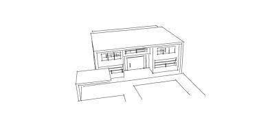  Mimari bina tasarımının 3 boyutlu illüstrasyonu