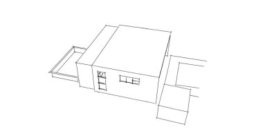  Mimari bina tasarımının 3 boyutlu illüstrasyonu