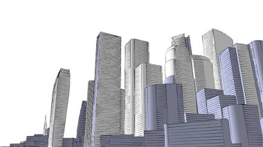 Mimari bina, kentsel kentsel illüstrasyon tasarımı, soyut arkaplan.