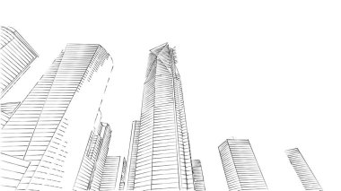 Mimari bina, kentsel kentsel illüstrasyon tasarımı, soyut arkaplan.