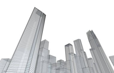 Mimari bina tasarımının 3 boyutlu illüstrasyonu