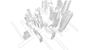 Mimari bina, kentsel kentsel illüstrasyon tasarımı, soyut arkaplan.