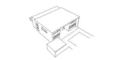  Mimari bina tasarımının 3 boyutlu illüstrasyonu