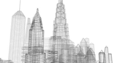 Mimari bina, kentsel kentsel illüstrasyon tasarımı, soyut arkaplan.