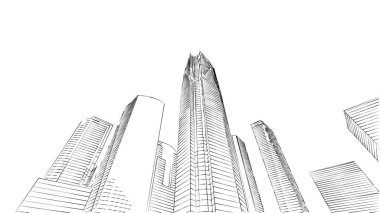 Mimari bina, kentsel kentsel illüstrasyon tasarımı, soyut arkaplan.