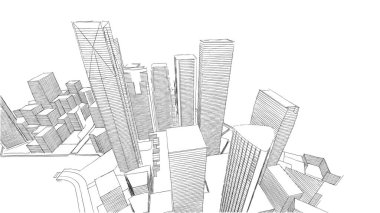 Mimari bina, kentsel kentsel illüstrasyon tasarımı, soyut arkaplan.