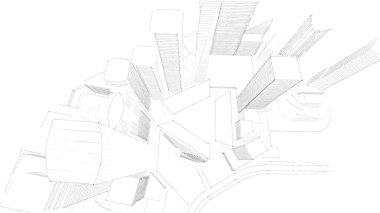 Mimari bina, kentsel kentsel illüstrasyon tasarımı, soyut arkaplan.