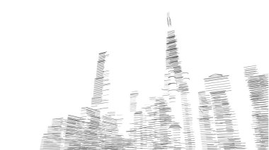 Mimari bina, kentsel kentsel illüstrasyon tasarımı, soyut arkaplan.