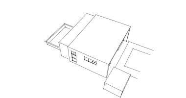  Mimari bina tasarımının 3 boyutlu illüstrasyonu