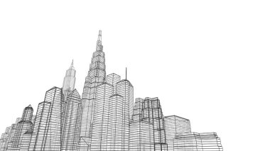 Mimari bina, kentsel kentsel illüstrasyon tasarımı, soyut arkaplan.