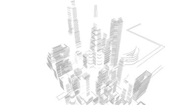 Mimari bina, kentsel kentsel illüstrasyon tasarımı, soyut arkaplan.