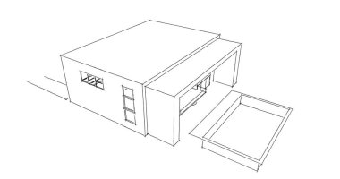  Mimari bina tasarımının 3 boyutlu illüstrasyonu