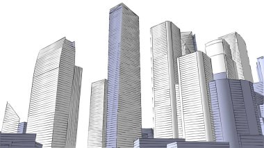 Mimari bina, kentsel kentsel illüstrasyon tasarımı, soyut arkaplan.