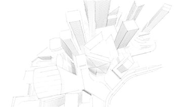 Mimari bina, kentsel kentsel illüstrasyon tasarımı, soyut arkaplan.