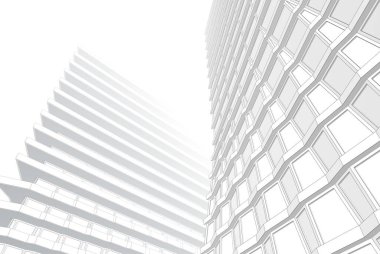 Mimari bina tasarımının 3 boyutlu illüstrasyonu