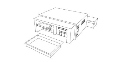  Mimari bina tasarımının 3 boyutlu illüstrasyonu