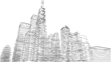 Mimari bina, kentsel kentsel illüstrasyon tasarımı, soyut arkaplan.