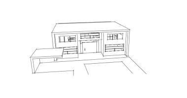  Mimari bina tasarımının 3 boyutlu illüstrasyonu