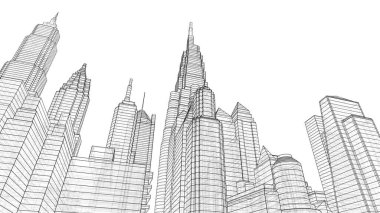 Mimari bina, kentsel kentsel illüstrasyon tasarımı, soyut arkaplan.