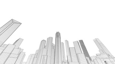 Mimari bina, kentsel kentsel illüstrasyon tasarımı, soyut arkaplan.