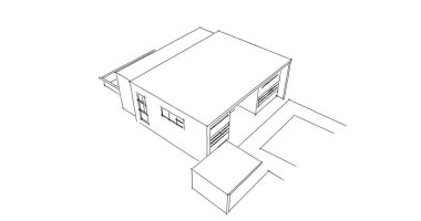  Mimari bina tasarımının 3 boyutlu illüstrasyonu