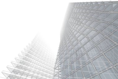 Mimari bina tasarımının 3 boyutlu illüstrasyonu