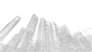 Mimari bina, kentsel kentsel illüstrasyon tasarımı, soyut arkaplan.