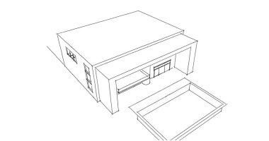  Mimari bina tasarımının 3 boyutlu illüstrasyonu