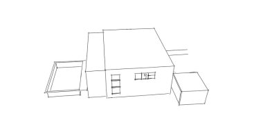  Mimari bina tasarımının 3 boyutlu illüstrasyonu