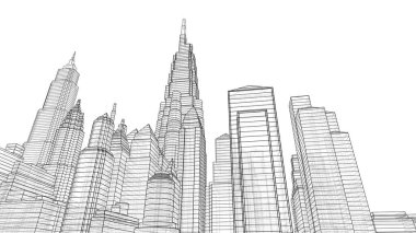 Mimari bina, kentsel kentsel illüstrasyon tasarımı, soyut arkaplan.