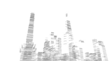 Mimari bina, kentsel kentsel illüstrasyon tasarımı, soyut arkaplan.