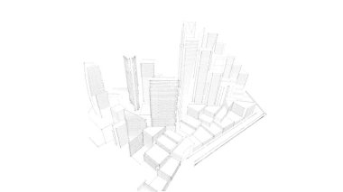 Mimari bina, kentsel kentsel illüstrasyon tasarımı, soyut arkaplan.