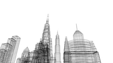 Mimari bina, kentsel kentsel illüstrasyon tasarımı, soyut arkaplan.