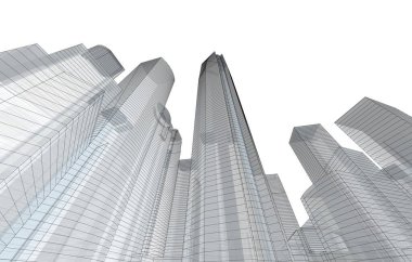 Mimari bina tasarımının 3 boyutlu illüstrasyonu