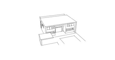  Mimari bina tasarımının 3 boyutlu illüstrasyonu