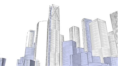 Mimari bina, kentsel kentsel illüstrasyon tasarımı, soyut arkaplan.