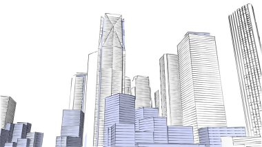 Mimari bina, kentsel kentsel illüstrasyon tasarımı, soyut arkaplan.