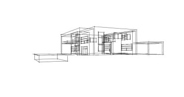  Mimari bina tasarımının 3 boyutlu illüstrasyonu