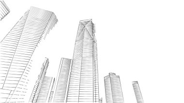 Mimari bina, kentsel kentsel illüstrasyon tasarımı, soyut arkaplan.