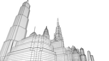 Mimari bina, kentsel kentsel illüstrasyon tasarımı, soyut arkaplan.