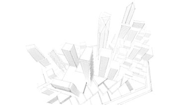 Mimari bina, kentsel kentsel illüstrasyon tasarımı, soyut arkaplan.