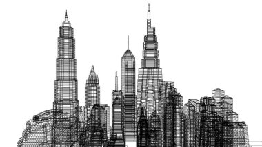 Mimari bina, kentsel kentsel illüstrasyon tasarımı, soyut arkaplan.